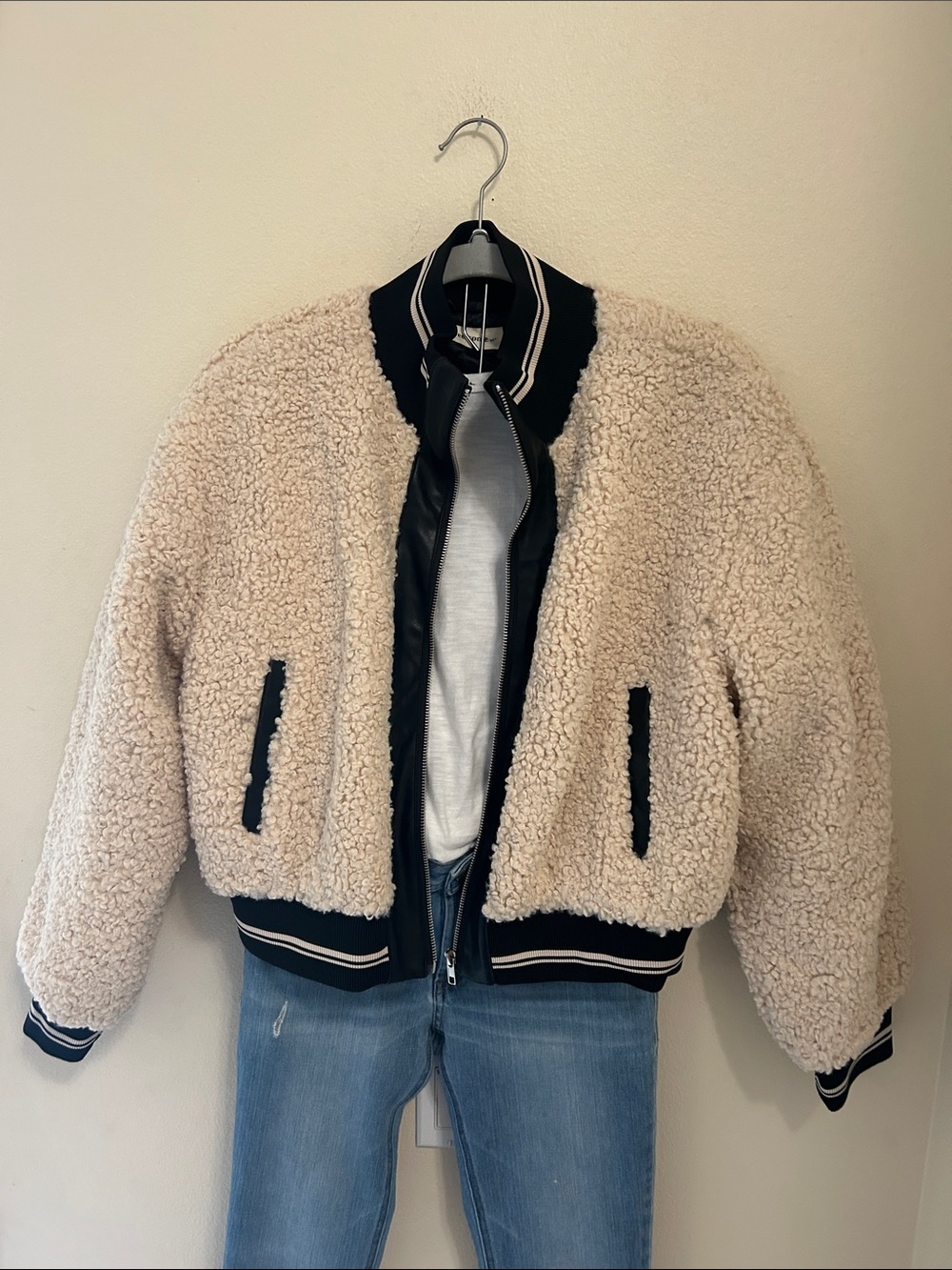 Eesome Los Angeles Sherpa Bomber Jacket with Black Trim